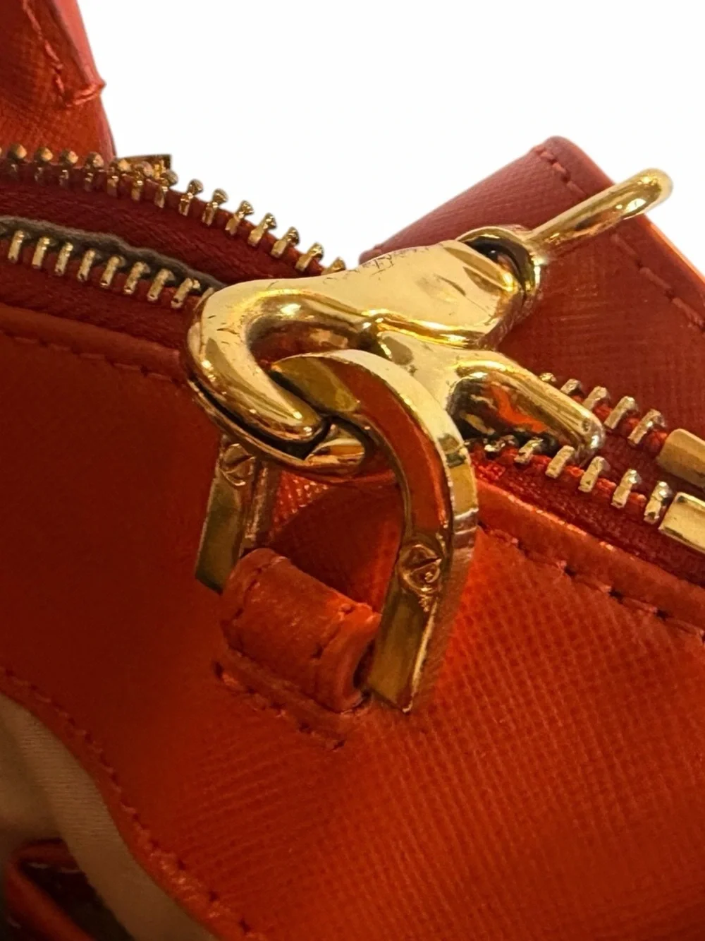 Tory Burch Amanda Orange Pebbled Leather Satchel Crossbody Bag